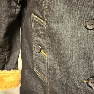 Black Denim Jacket with Faux Fur Trim